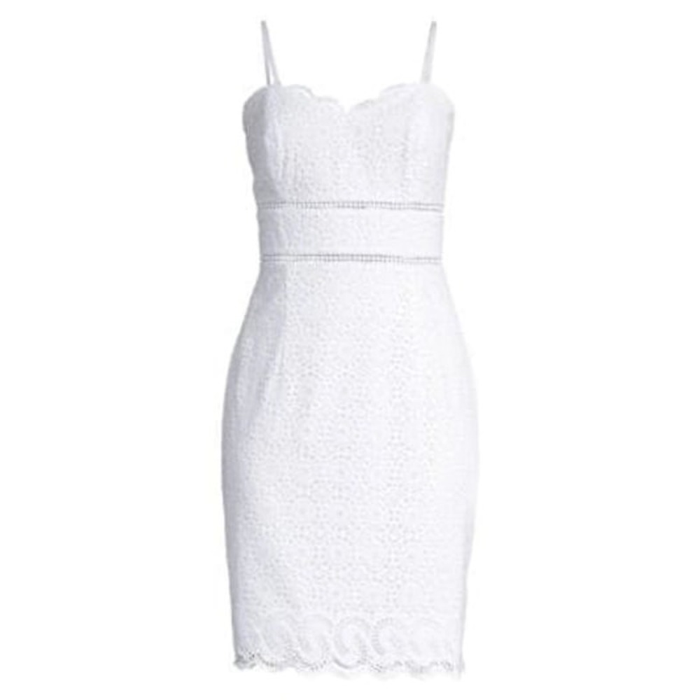 Lilly Pulitzer Jaida Dress Womens 16 White Sand Dollar Eyelet Scallop Hem NWT